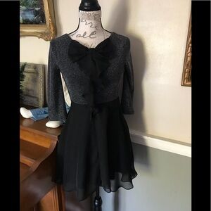 Chiffon Back Bow Shimmer Dress